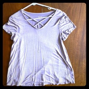 Gray/Purple Mossimo Tee with Cross Strap Detail